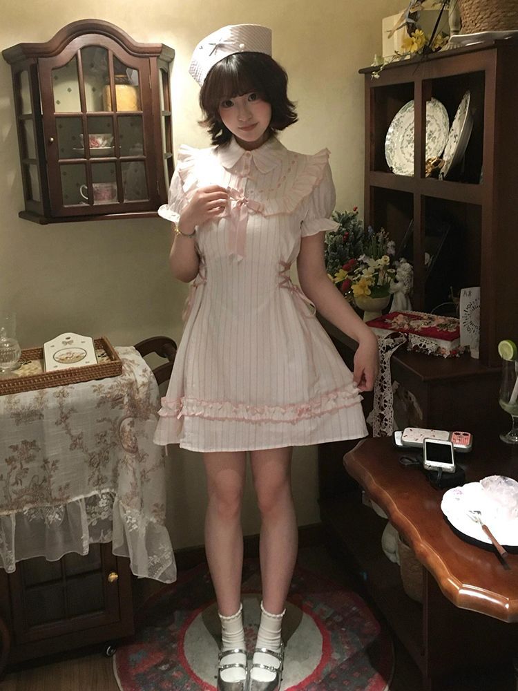 Women Formal Wear Online - SOIOMES ชุดเดรสผูกโบว์สไตล์สาวญี่ปุ่นแบบนุ่มนวลสไตล์โลลิต้าสำหรับใส่ในฤดูร้อน