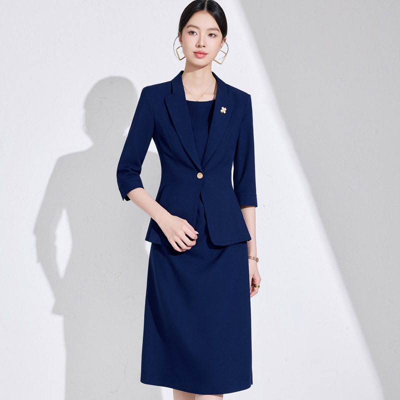 Women'S Elegant Formal Wear - ชุดสูทผู้หญิง รุ่นใหม่ประจำปี 2025 สำหรับฤดูใบไม้ผลิ/ฤดูร้อน ดีไซน์หรูหราและสง่างาม เหมาะสำหรับพนักงานต้อนรับในโรงแรมที่มีรูปร่างเล็ก
