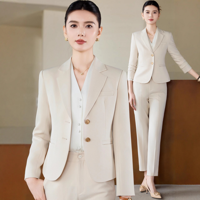 Women Formal Wear White Shirt - ชุดสูทสีขาวแอปริคอทสำหรับผู้หญิง ชุดทำงานมืออาชีพ ชุดสัมภาษณ์งาน ชุดทำงานทางการ ชุดทำงานที่ดูสง่างาม