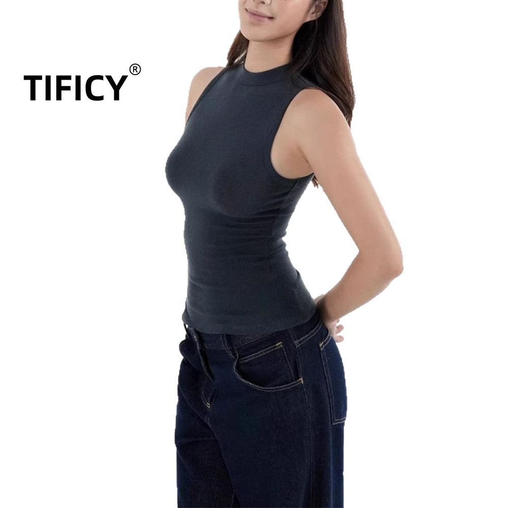 Women'S Semi Formal Evening Wear - เสื้อกล้ามทรงสปอร์ตย้อนยุค คอสูงปานกลาง แบบสลิมฟิต ยืดหยุ่นได้ สำหรับผู้หญิง สวมทับเสื้อยืดด้านนอก