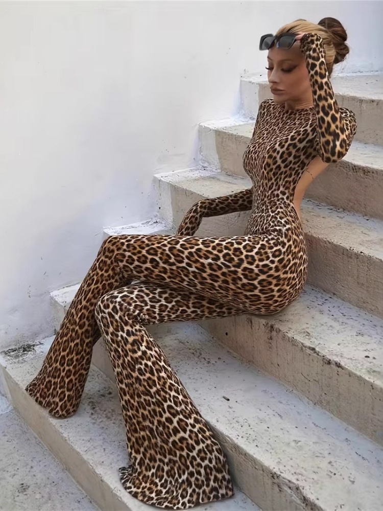 Women'S Formal Wear Jumpsuit - Wmstar จั๊มสูทผู้หญิงขายส่งพิมพ์ลายแขนยาวเปิดหลังชุดเดรสชิ้นเดียวใหม่ในแฟชั่นฤดูใบไม้ร่วงชุดคลับ 2026
