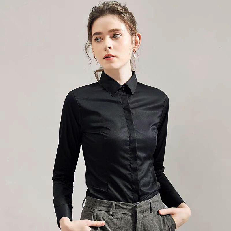 Women Formal Wear White Shirt - ฤดูร้อนสีดําเสื้อแขนสั้นสแควร์ใหม่เสื้อผ้าทํางานยืดหยุ่นสวมใส่อย่างเป็นทางการผู้หญิง Professional เสื้อสีขาว