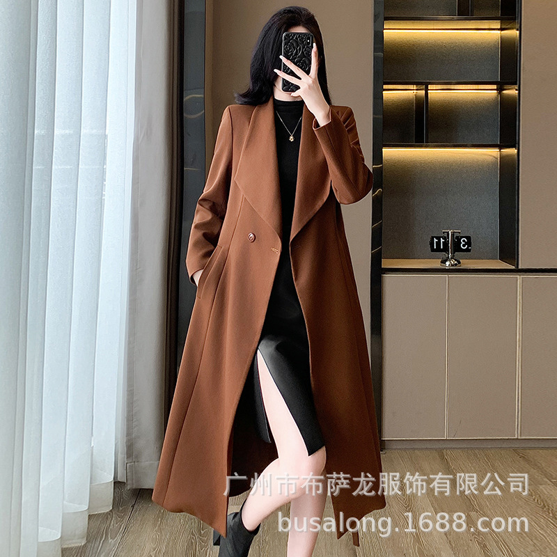 Women'S Elegant Formal Wear - เสื้อโค้ทเทรนช์ผู้หญิงคอลเลคชั่นฤดูใบไม้ร่วงและฤดูหนาวปี 2025 สไตล์ยุโรป แฟชั่นระดับไฮเอนด์ยอดนิยม เสื้อโค้ทยาวปานกลาง ดีไซน์หรูหรา