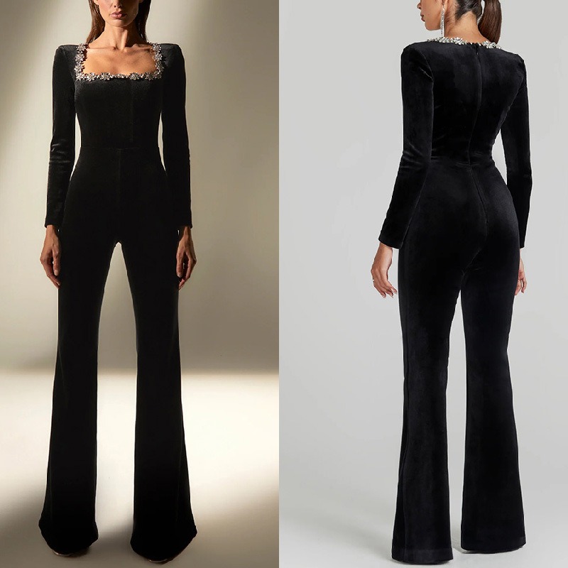 Women'S Formal Wear Jumpsuit - จั๊มสูทคอร์เซ็ทกำมะหยี่สำหรับผู้หญิง ดีไซน์หรูหรา ปี 2026 เซ็กซี่ ชิค