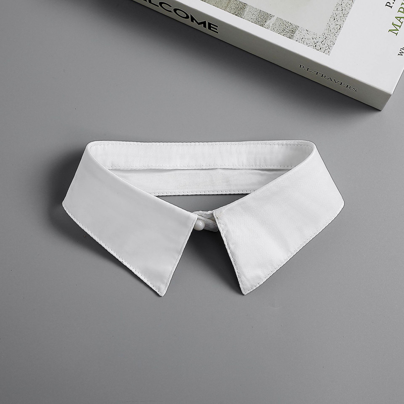 Women Formal Wear White Shirt - ผู้หญิงสไตล์ที่ถอดออกได้ขาตั้งปลอมคอธุรกิจสวมใส่สีทึบคอเครื่องแต่งกายเสื้อเสื้ออย่างเป็นทางการสีดําสีขาว lapel