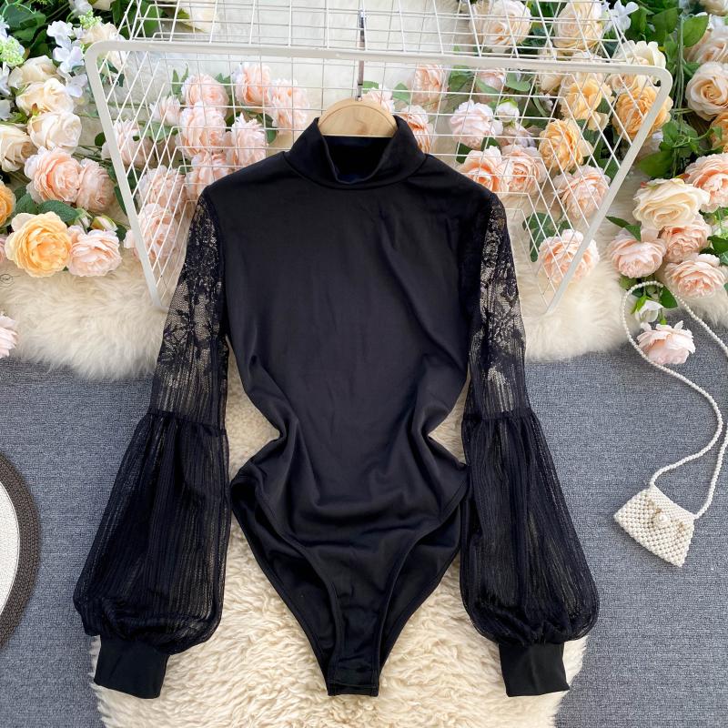 Women'S Formal Wear Jumpsuit - จั๊มสูทแขนยาวคอปกเซ็กซี่โคมไฟแฟชั่น One Piece โกธิคฮอตสวีทผู้หญิงเข้ารูปฤดูใบไม้ผลิฤดูใบไม้ร่วง