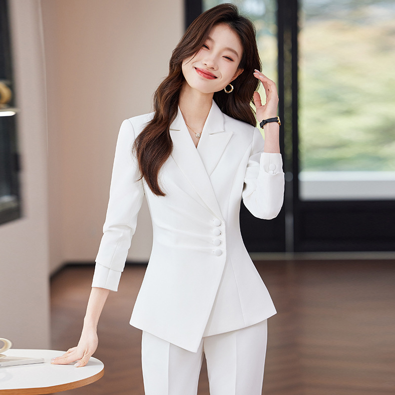 ชุดสูทธุรกิจสีขาวสำหรับผู้หญิง - Women Formal Wear White Shirt บทวิจารณ์และราคา
