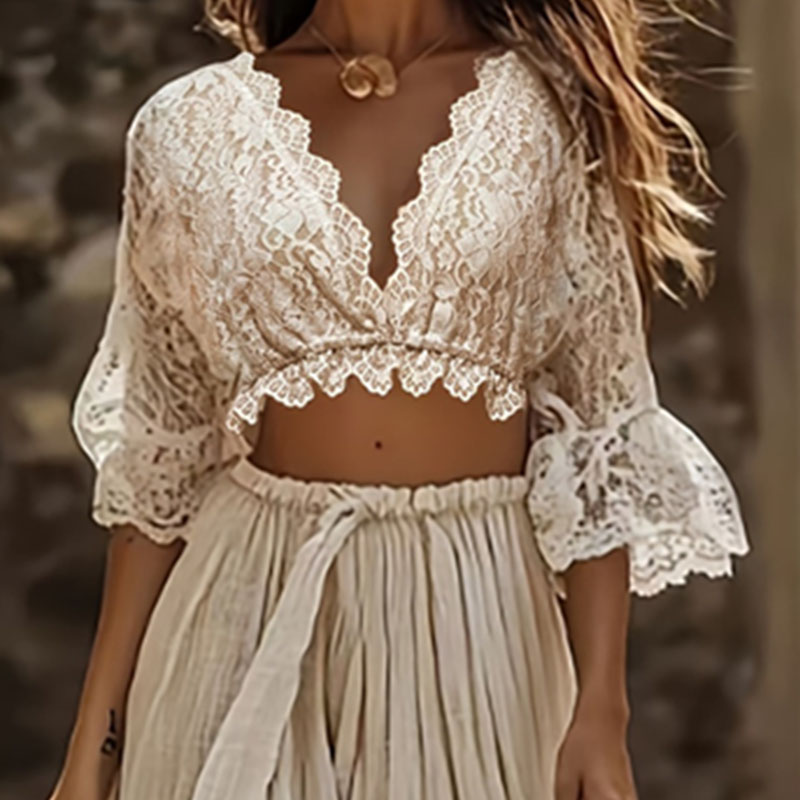 ชุดเซ็ตสองชิ้นสไตล์โบฮีเมียนสำ - Formal Attire Woman บทวิจารณ์และราคา