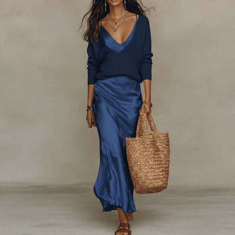 ชุดเซ็ตสองชิ้นทรงเข้ารูป คอวี  - Women Formal Wear For Summer บทวิจารณ์และราคา