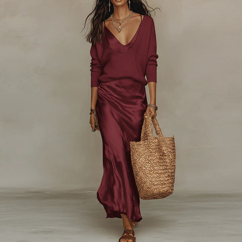 ชุดเซ็ตสองชิ้นทรงเข้ารูป คอวี  - Women Formal Wear For Summer บทวิจารณ์และราคา