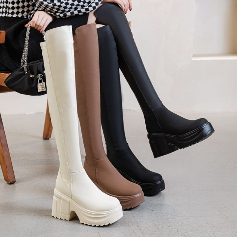 รองเท้าบูทส้นหนาสูงถึงเข่าสำหร - Formal Wear Women Us บทวิจารณ์และราคา