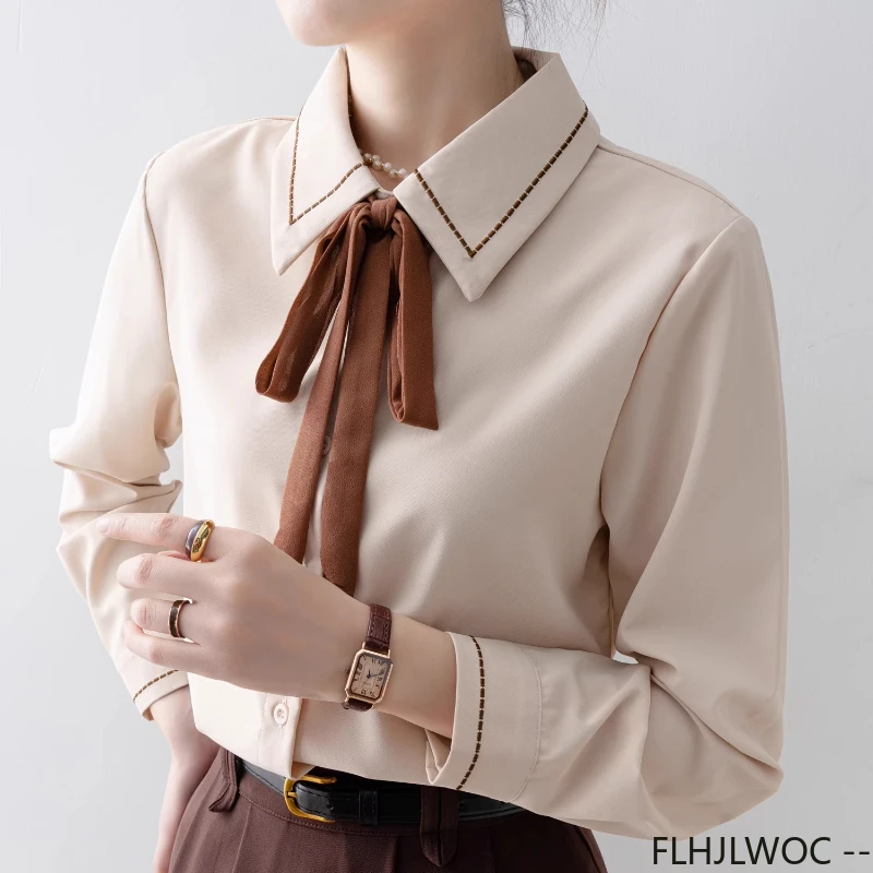 Bow Tie ฤดูใบไม้ผลิอย่างเป็นทา - Women Formal Wear White Shirt บทวิจารณ์และราคา