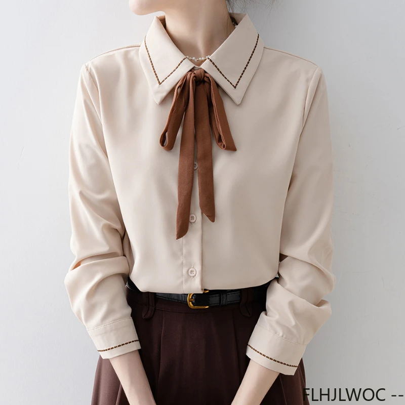 Bow Tie ฤดูใบไม้ผลิอย่างเป็นทา - Women Formal Wear White Shirt บทวิจารณ์และราคา