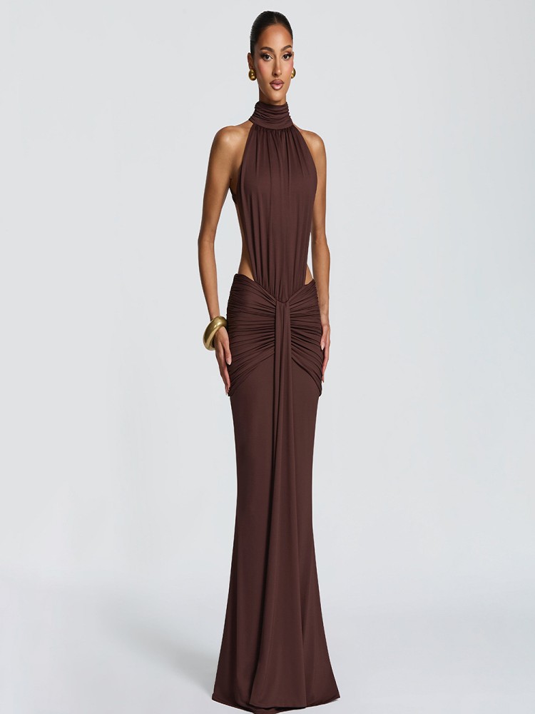 กระโปรงยาวสีน้ำตาล คอสูง เปิดห - Women Formal Wear Online บทวิจารณ์และราคา