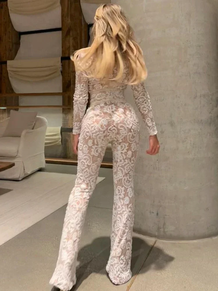 จั๊มสูทลูกไม้ปักเลื่อมแฟชั่นสำ - Women'S Formal Wear Jumpsuit บทวิจารณ์และราคา