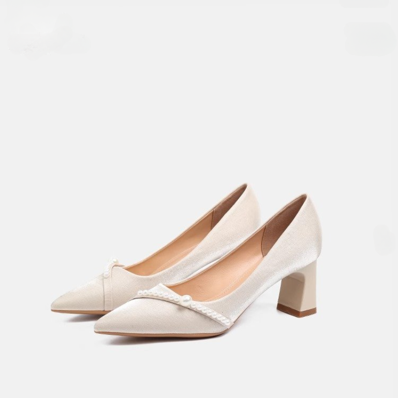 รองเท้าส้นตึกหัวแหลมประดับมุกส - Women Formal Wear For Summer บทวิจารณ์และราคา