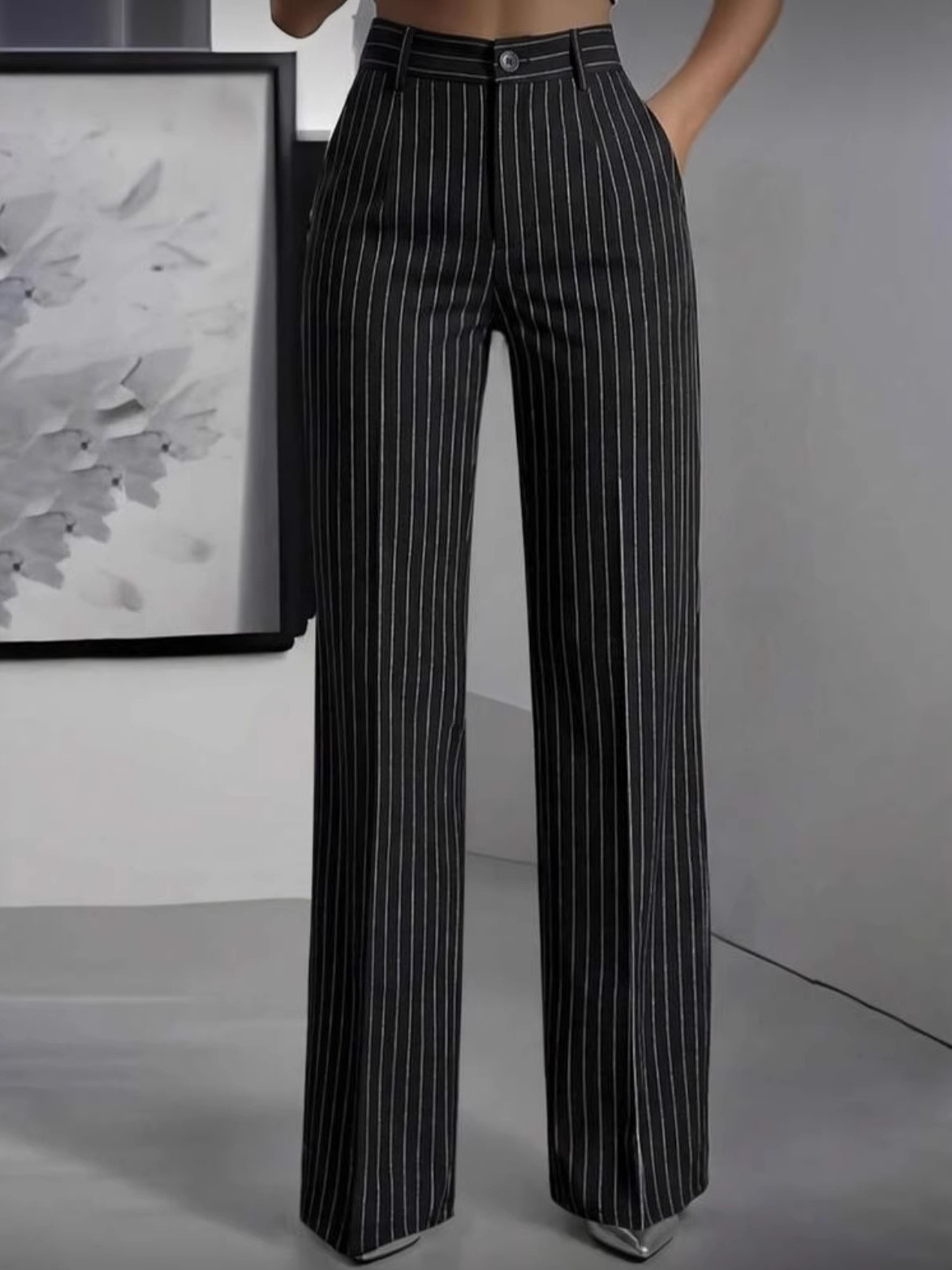 กางเกงสูทขายาวทรงตรงเอวสูง ดีไ - Formal Attire Woman บทวิจารณ์และราคา