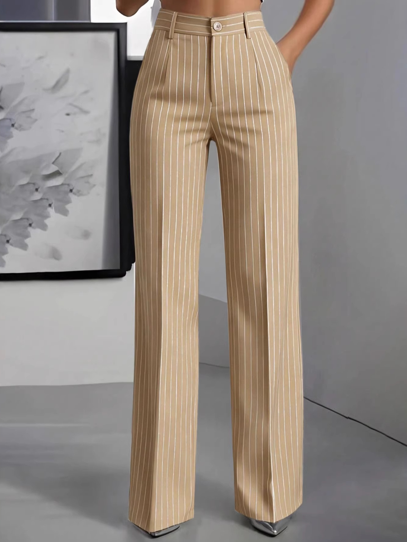 กางเกงสูทขายาวทรงตรงเอวสูง ดีไ - Formal Attire Woman บทวิจารณ์และราคา