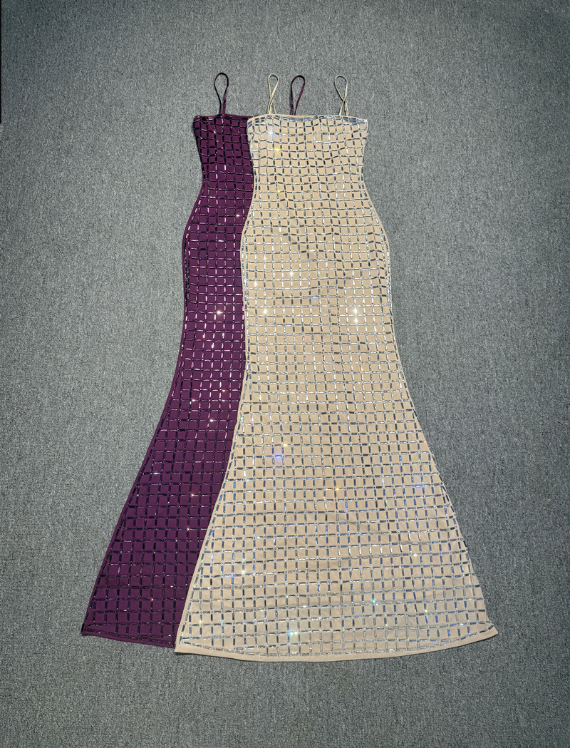 คริสตัลสีม่วงผู้หญิงชุดราตรีเซ - Women Formal Party Wear Dress บทวิจารณ์และราคา