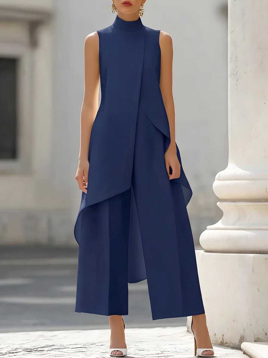 จั๊มสูทแขนกุดคอสูงแบบอสมมาตร แ - Women'S Elegant Formal Wear บทวิจารณ์และราคา