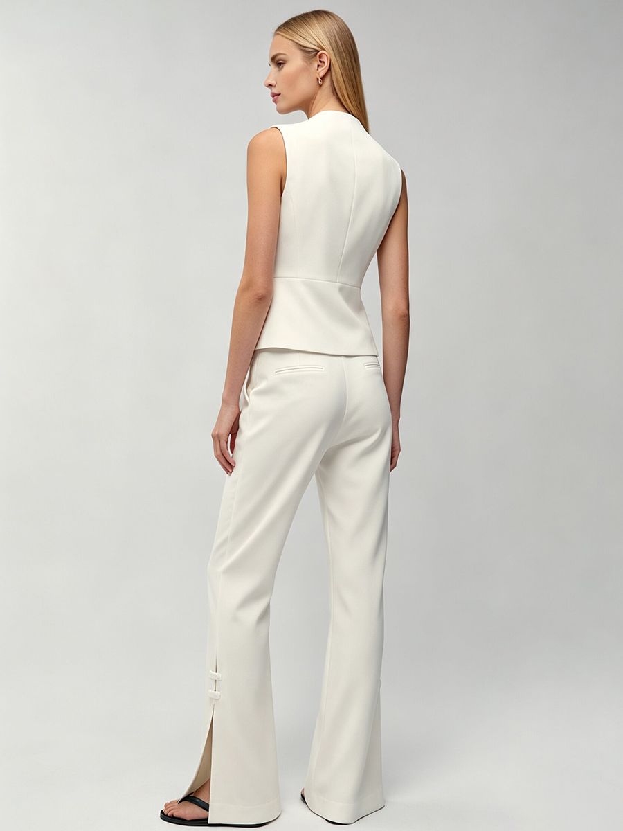 ชุดสูทผู้หญิงสีขาวแบบจีน กระดุ - Formal Attire Woman บทวิจารณ์และราคา