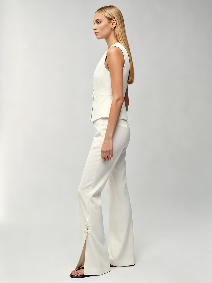 ชุดสูทผู้หญิงสีขาวแบบจีน กระดุ - Formal Attire Woman บทวิจารณ์และราคา