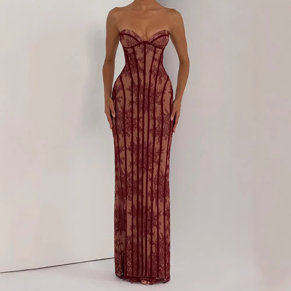 เดรสยาวทรงบอดี้คอนแบบไร้สายสำห - Women'S Elegant Formal Wear บทวิจารณ์และราคา